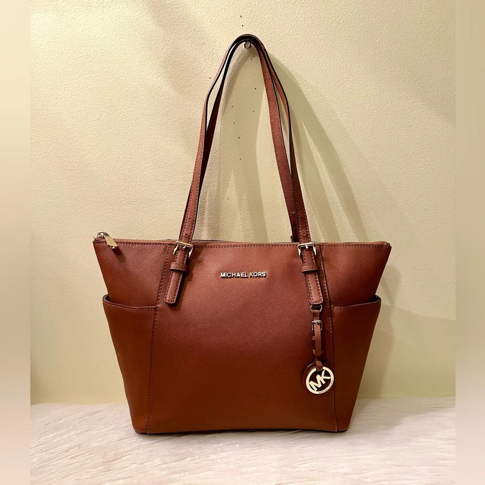 Michael Kors Jet Set Large Brown Saffiano Leather Tote Bag
